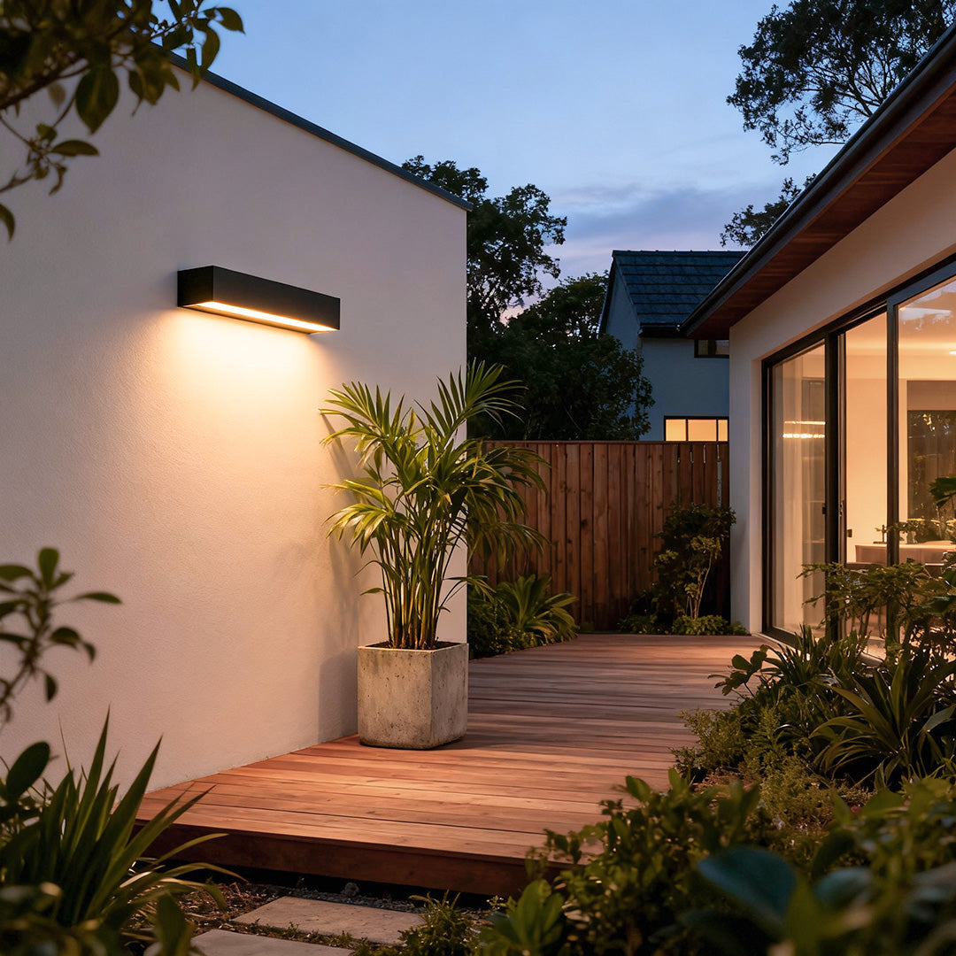 Outdoor Wall Sconce Black Aluminum LED IP65 Waterproof for Entryway Patio Garage Exterior Adjustable Warm or Cool White Light Temperature | Lonoma