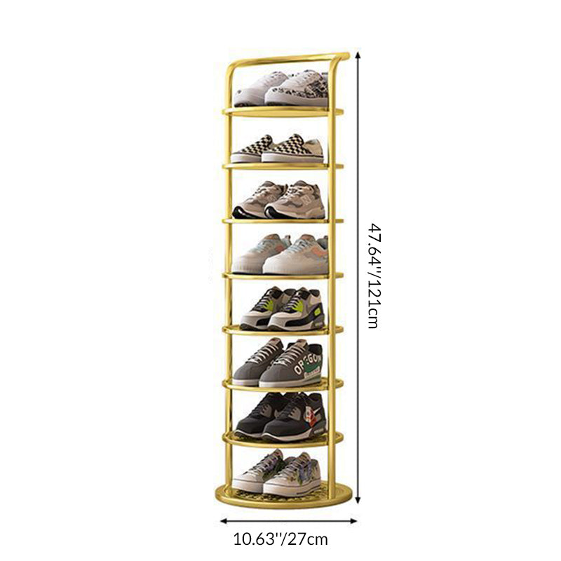 Vertical Shoe Rack 5-8 Tier Round Metal Tower Organizer Space-Saving for Entryway Bedroom Small Apartment Hallway Storage | Lonoma