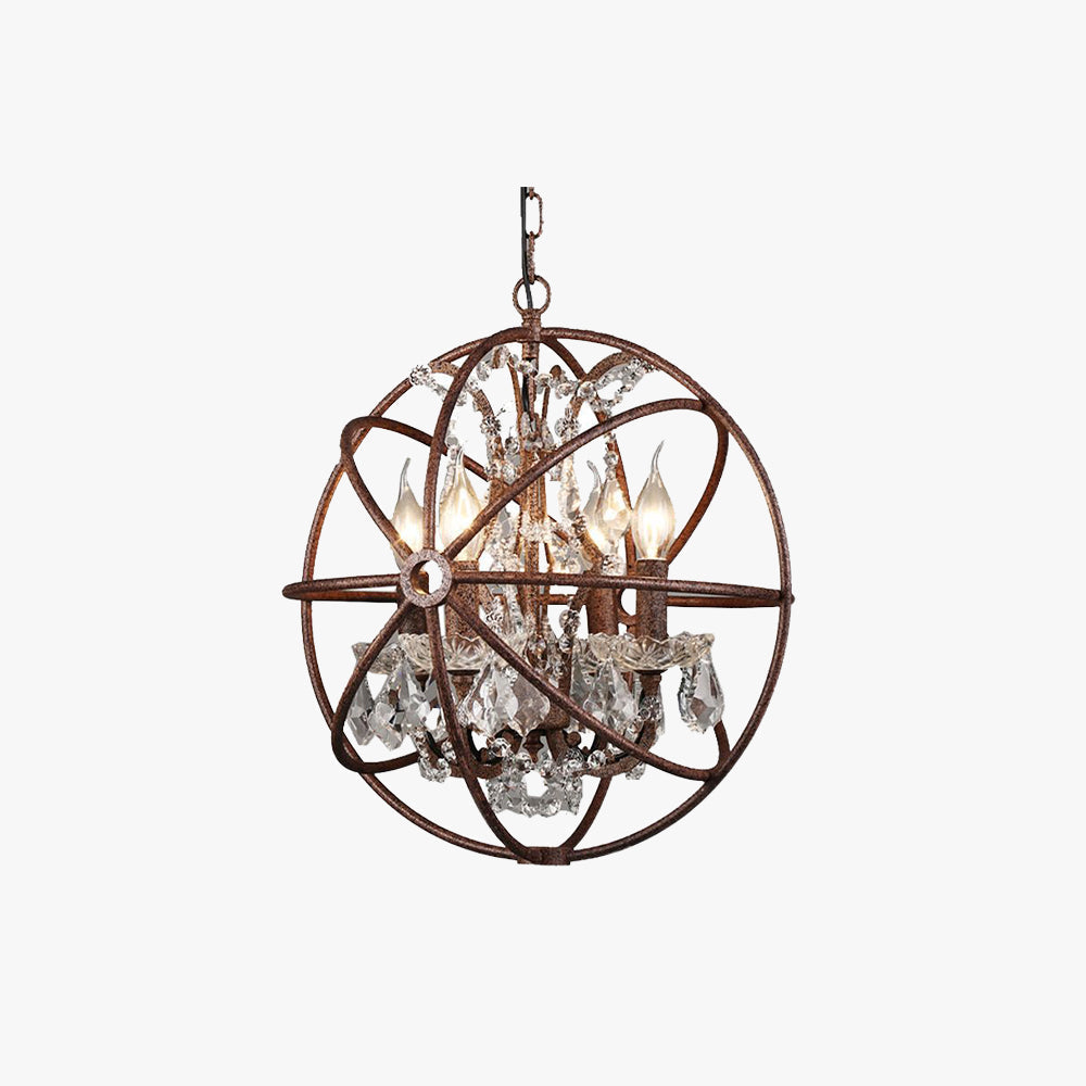 Vintage Metal Candelabra Hanging Fixture with Crystal Accents 4-Light E14 Socket Adjustable Chain Industrial Farmhouse Dining Room Living | Lonoma
