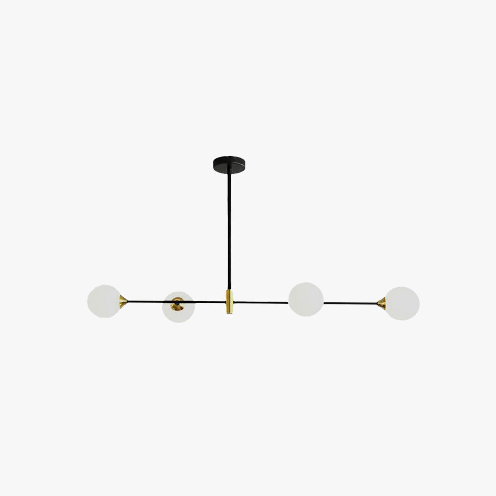 Black Multi-Globe Glass Pendant Light Linear Design Metal Frame G9 Hardwired Ceiling Fixture Adjustable Hanging Indoor Lighting | Lonoma