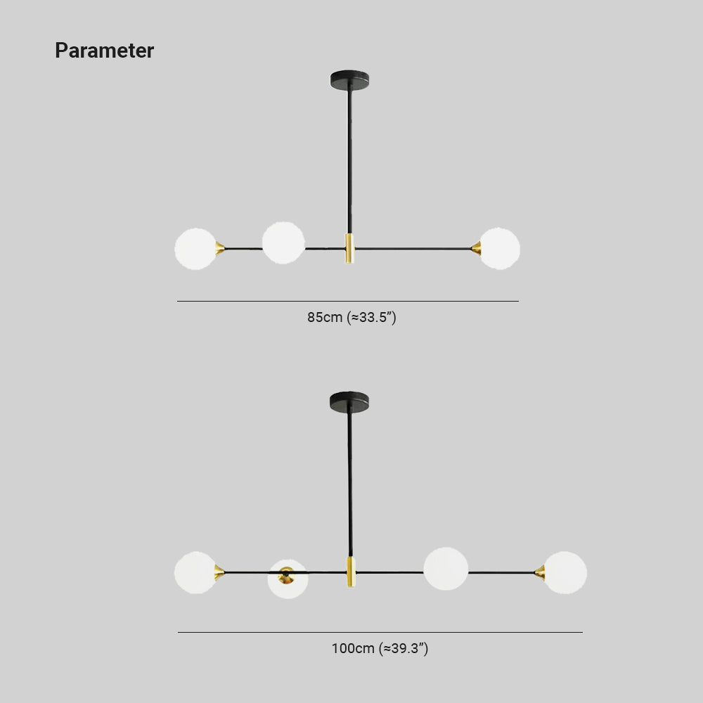 Black Multi-Globe Glass Pendant Light Linear Design Metal Frame G9 Hardwired Ceiling Fixture Adjustable Hanging Indoor Lighting | Lonoma
