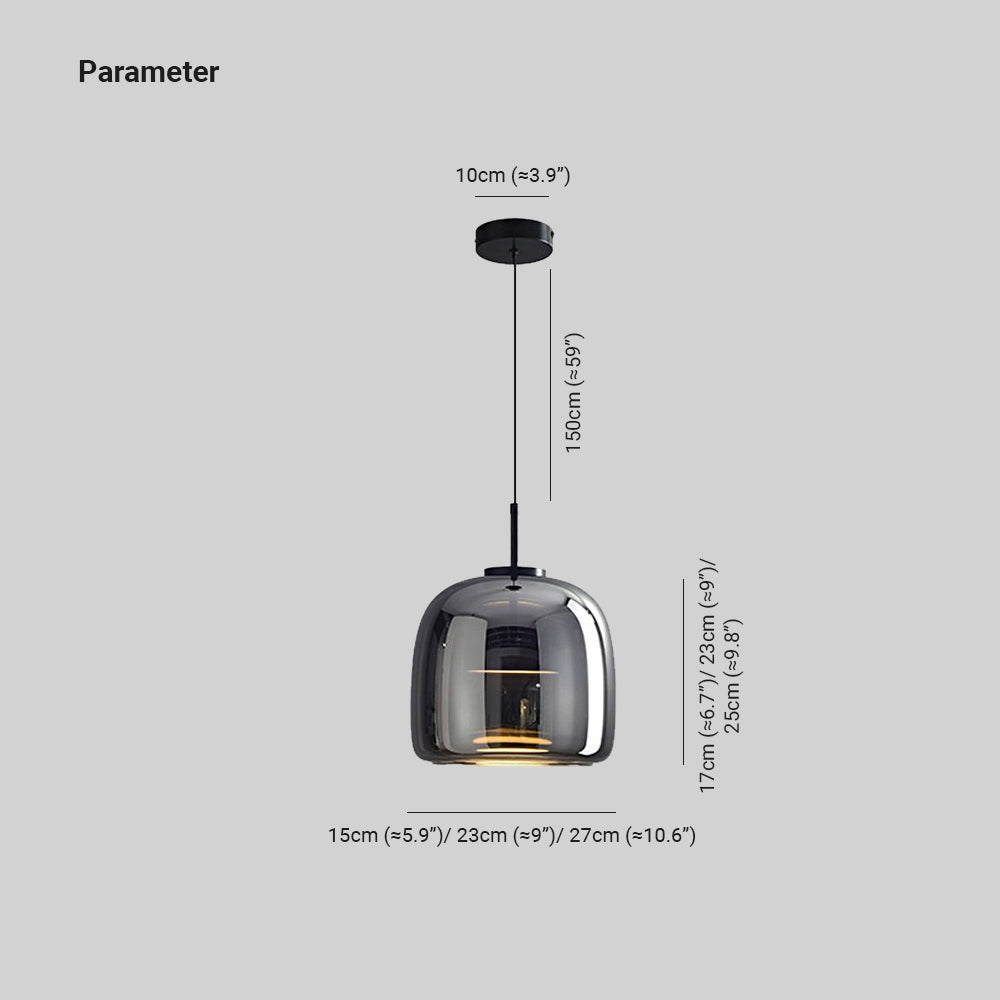 Smoky Gray Glass Pendant Light Single Bulb Adjustable Modern Hanging Fixture for Kitchen Island Dining Room Entryway Bedroom | Lonoma