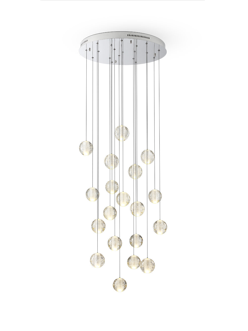 Sparkling Glass Globe Multi-Light Chandelier with Adjustable Hanging Drop & Chrome Frame for Dining Room, Entryway, Stairwell | Lonoma