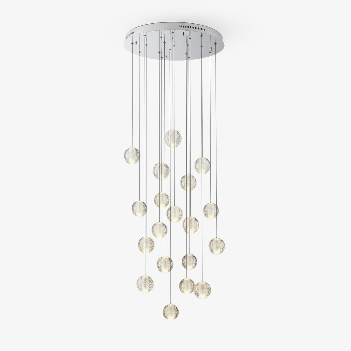 Sparkling Glass Globe Multi-Light Chandelier with Adjustable Hanging Drop & Chrome Frame for Dining Room, Entryway, Stairwell | Lonoma