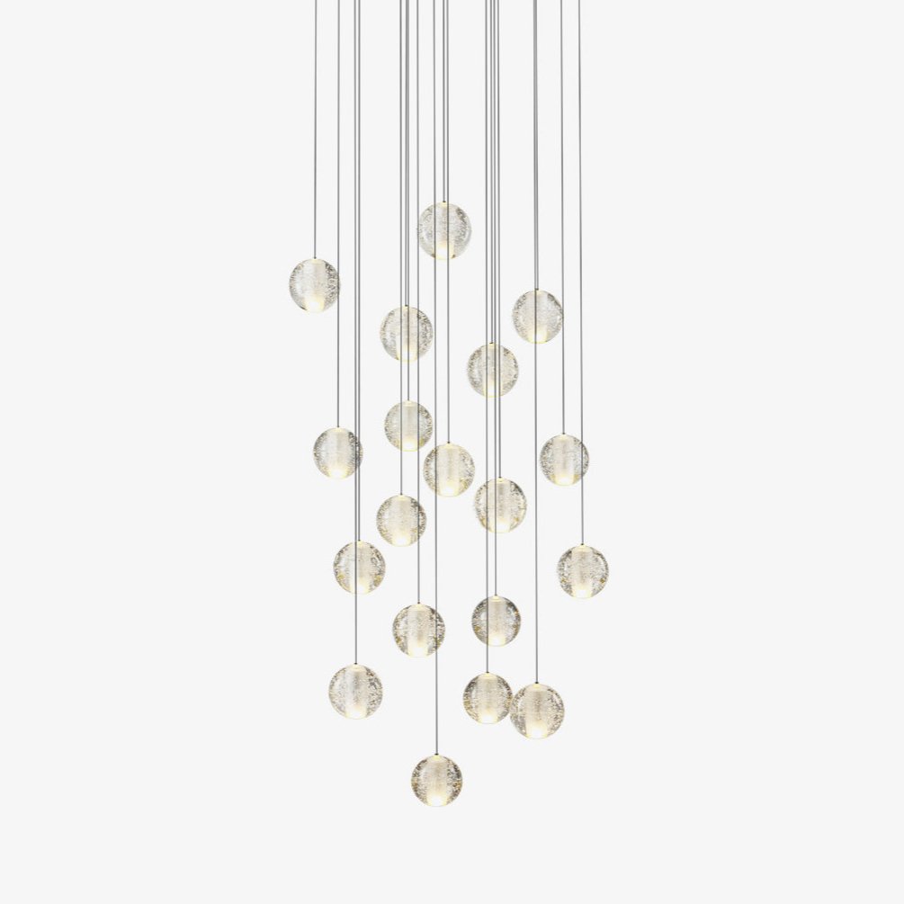 Sparkling Glass Globe Multi-Light Chandelier with Adjustable Hanging Drop & Chrome Frame for Dining Room, Entryway, Stairwell | Lonoma