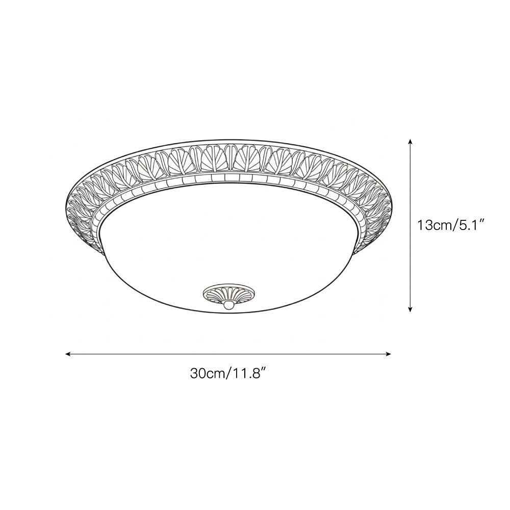 Metal & Glass Flush Mount Ceiling Light - 12 to 20 Inch LED Fixture for Bedroom, Hallway, Kitchen - E27 Socket - Antique Bronze or White | Lonoma