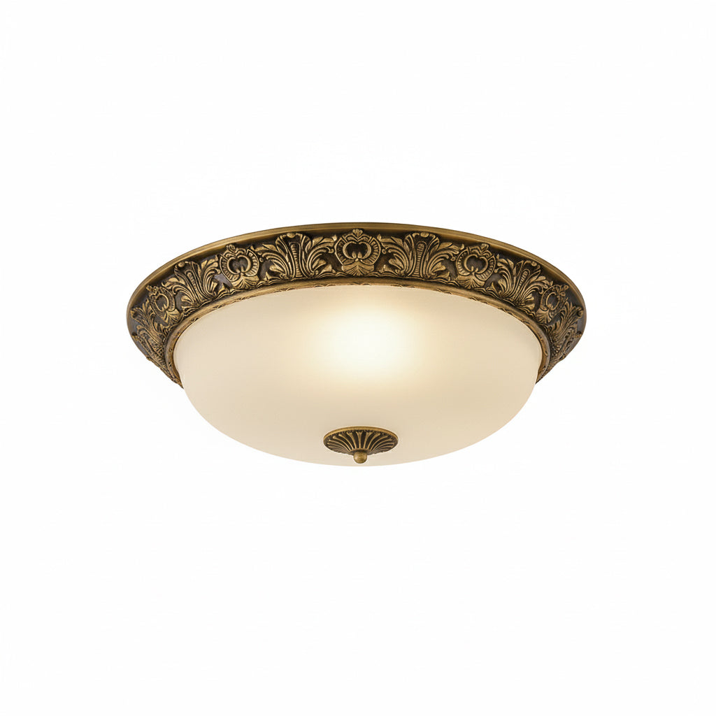 Metal & Glass Flush Mount Ceiling Light - 12 to 20 Inch LED Fixture for Bedroom, Hallway, Kitchen - E27 Socket - Antique Bronze or White | Lonoma