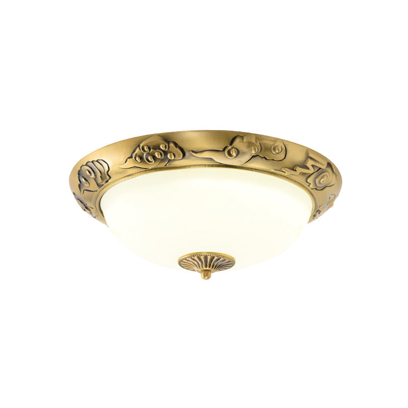 Metal & Glass Flush Mount Ceiling Light - 12 to 20 Inch LED Fixture for Bedroom, Hallway, Kitchen - E27 Socket - Antique Bronze or White | Lonoma