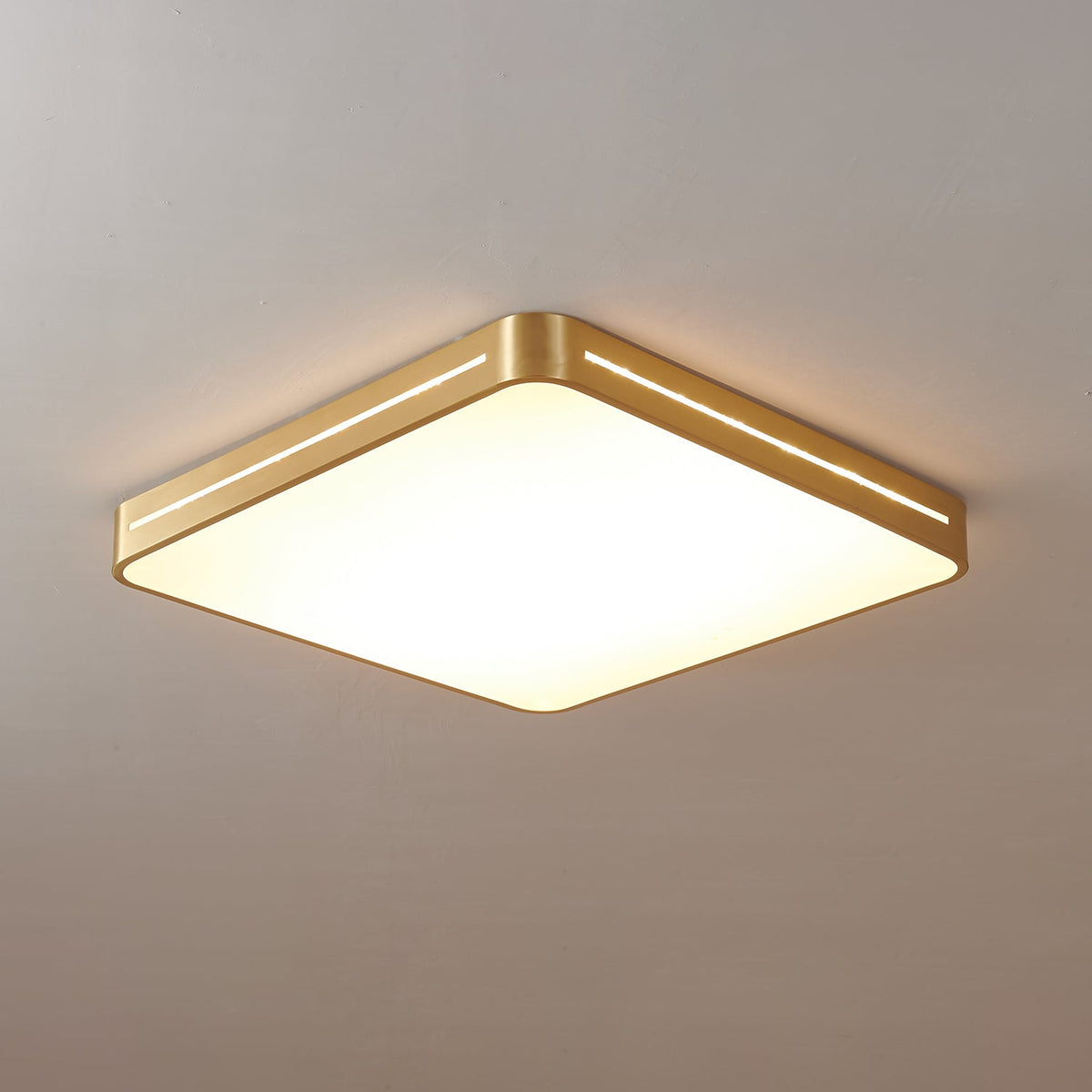 Contemporary LED Flush Mount Ceiling Light Brass Frame Minimalist Design 12-20 inch Round Square for Bedroom Hallway Kitchen | Lonoma