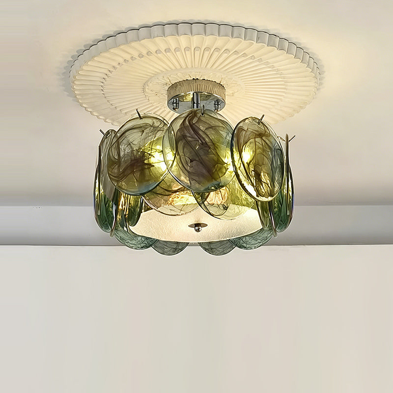 Flush Mount Ceiling Light Fixture with Glass Shade, Modern LED Compatible Semi-Flush Ceiling Lamp for Bedroom Kitchen Hallway Dining Room | Lonoma