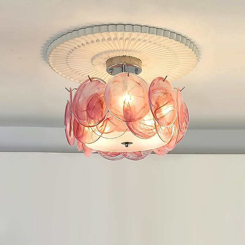 Flush Mount Ceiling Light Fixture with Glass Shade, Modern LED Compatible Semi-Flush Ceiling Lamp for Bedroom Kitchen Hallway Dining Room | Lonoma