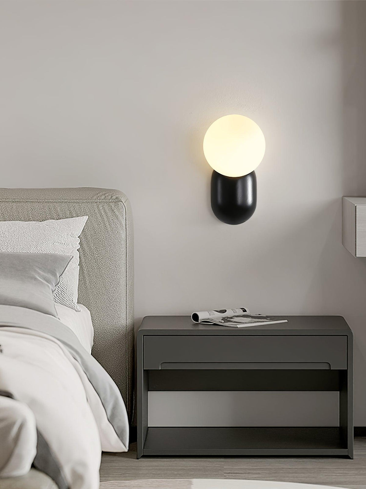 Spherical Resin Wall Light Fixture with Glass Globe – Modern Single-Bulb Sconce for Bathroom, Hallway, Bedroom – Dimmable G9 Socket | Lonoma