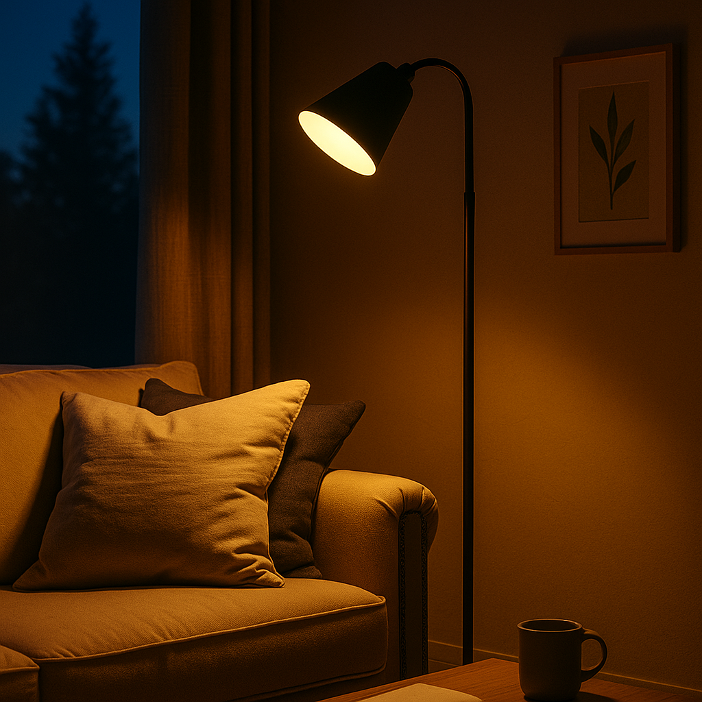 Floor Reading Lamp 63 in Adjustable Wood Metal Modern Scandinavian Living Room Bedroom Black White | Lonoma