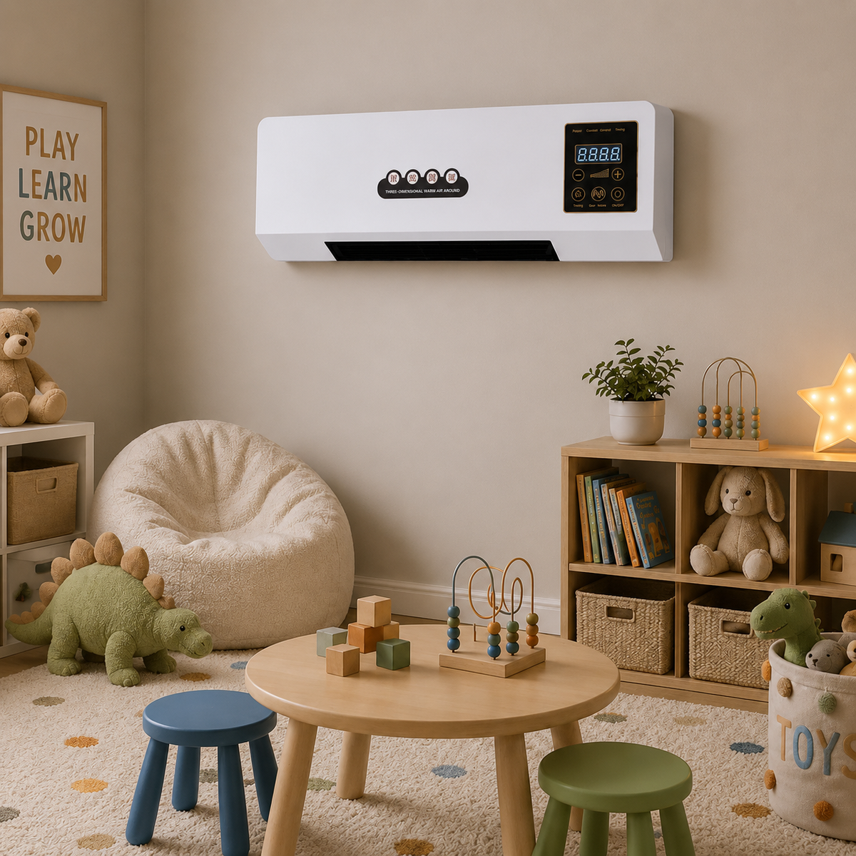 Wall Mounted Fan Heater 1800W, 2-in-1 Heating and Cooling Fan for Bedroom, Living Room or Office, White Gray Space-Saving | Lonoma