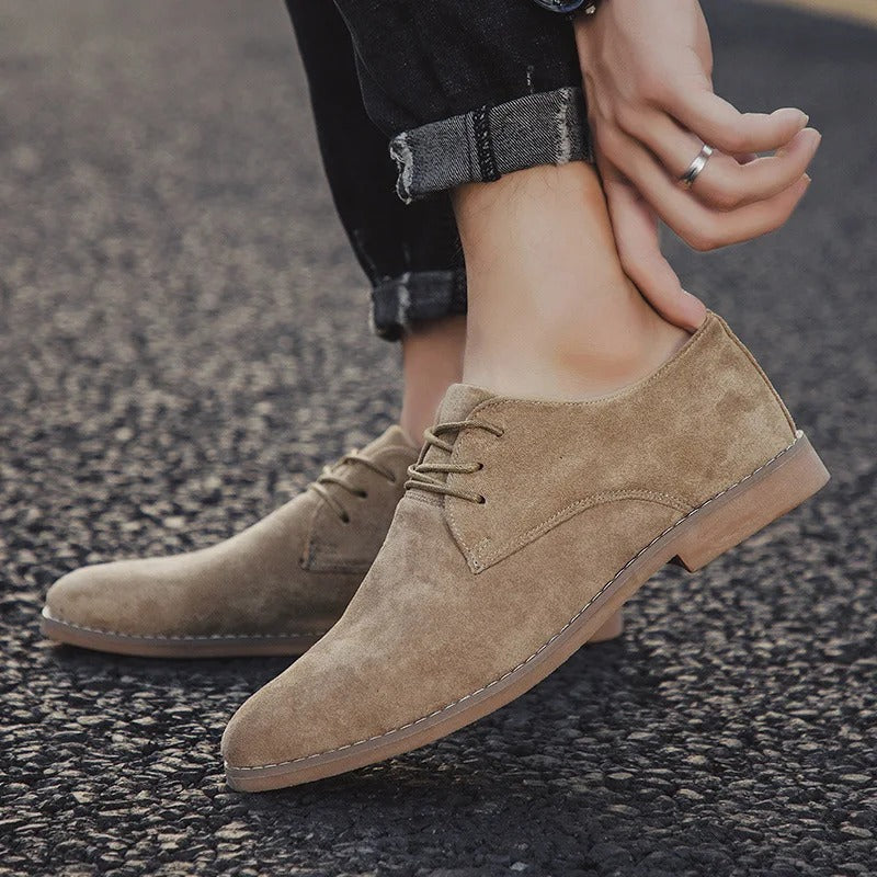 Men's Suede Oxford Lace-Up Dress Shoes – Versatile Leather Shoes for Work, Weddings & Casual Style | Lonoma