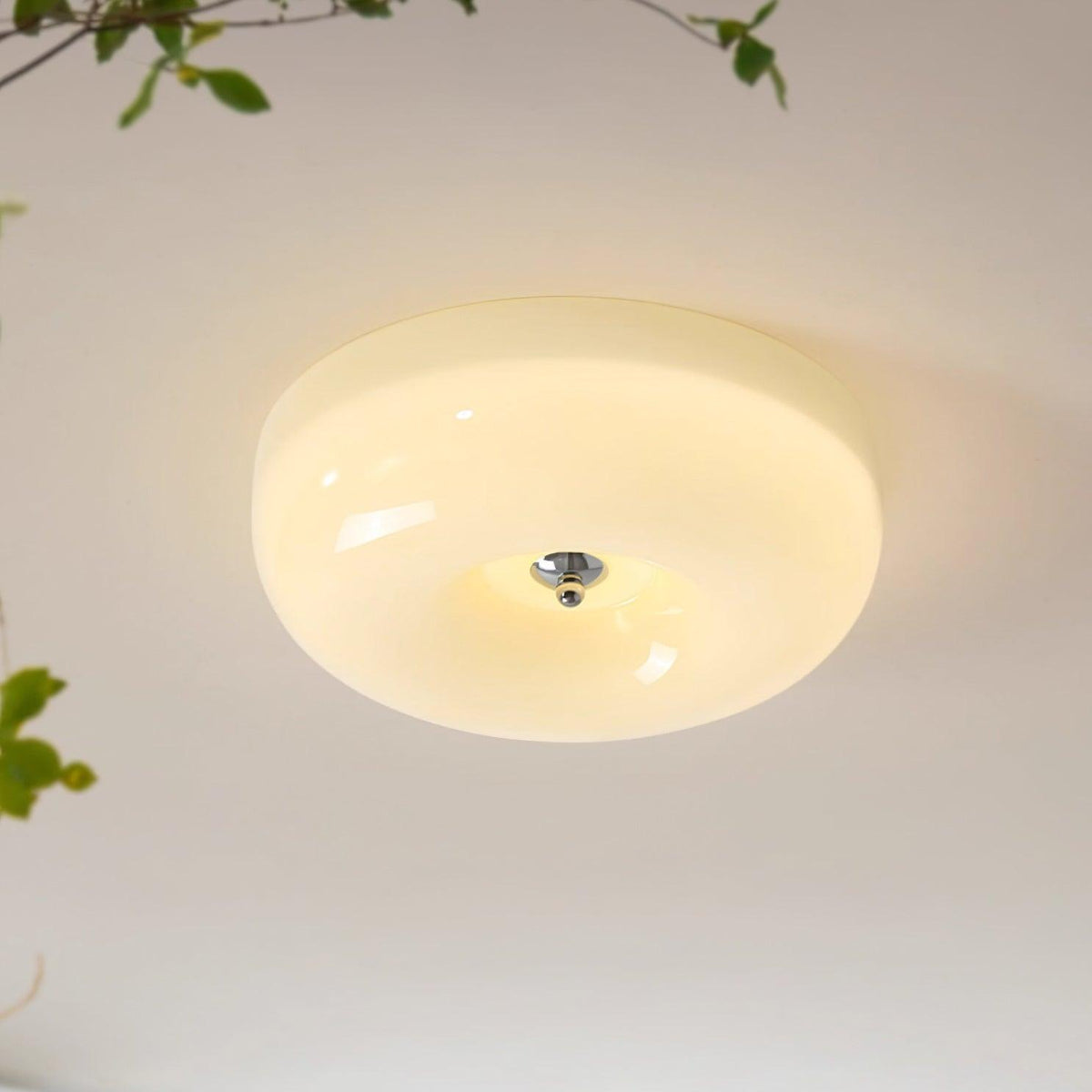 Flush Mount LED Ceiling Light with Swirled Glass Shade – Modern Low Profile Design for Bedroom, Hallway, Kitchen – Chrome Finish | Lonoma