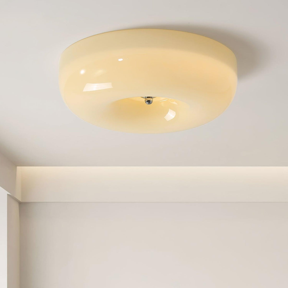 Flush Mount LED Ceiling Light with Swirled Glass Shade – Modern Low Profile Design for Bedroom, Hallway, Kitchen – Chrome Finish | Lonoma