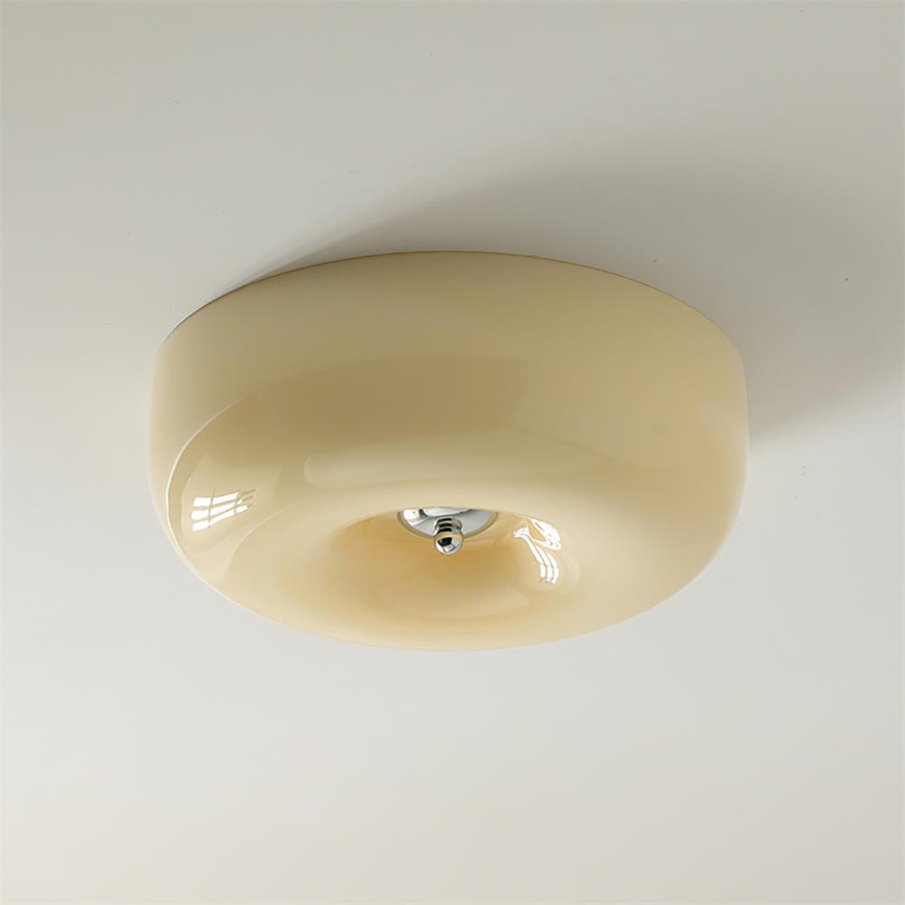 Flush Mount LED Ceiling Light with Swirled Glass Shade – Modern Low Profile Design for Bedroom, Hallway, Kitchen – Chrome Finish | Lonoma
