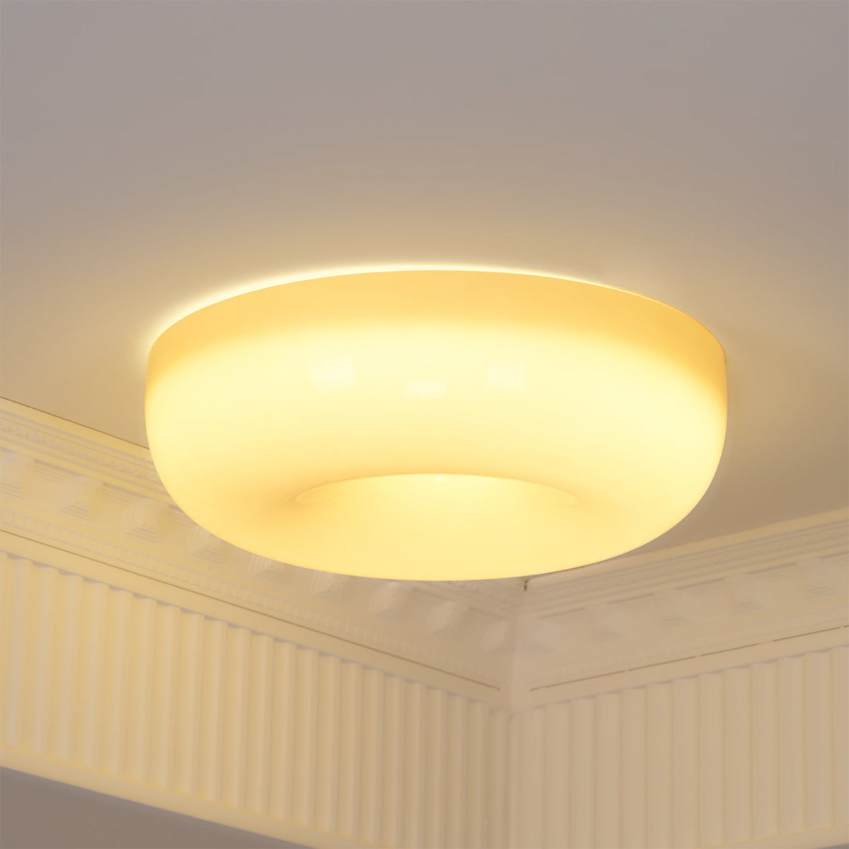 Glass Button Ceiling Light Fixture, Round Flush Mount LED Lamp for Bedroom, Kitchen, Hallway, Integrated Modern Overhead Lighting | Lonoma
