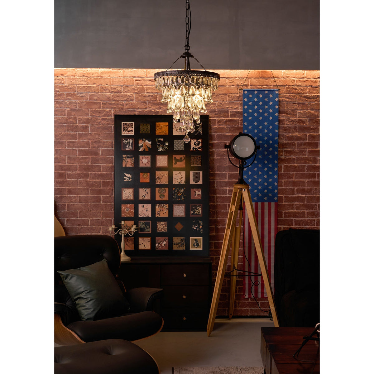 Crystal Drop Chandelier Antique Bronze Finish Multi Light Pendant Dining Room Living Room Foyer Statement Lighting Adjustable Chain | Lonoma