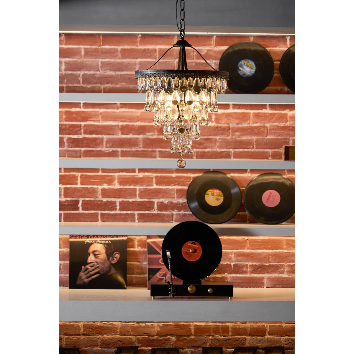 Crystal Drop Chandelier Antique Bronze Finish Multi Light Pendant Dining Room Living Room Foyer Statement Lighting Adjustable Chain | Lonoma