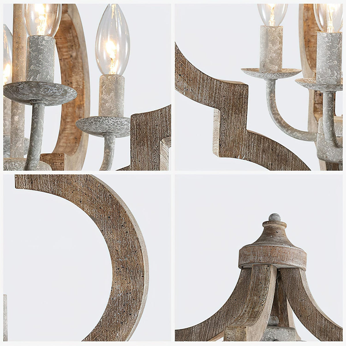 Rustic 4-Light Wood Beam Chandelier with Chain Mount for Dining Room Kitchen Farmhouse Industrial Décor | Lonoma