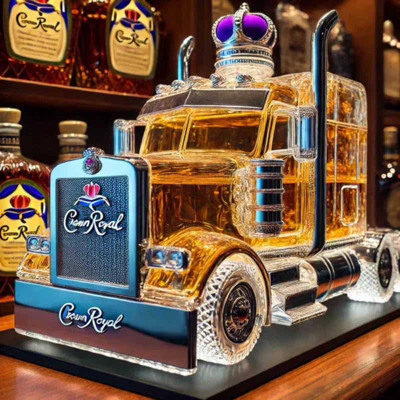 Semi-Truck Glass Spirit Bottle Holder – Decorative Barware Display for Bourbon & Liquor – Novelty Drinkware Gift for Men | Lonoma