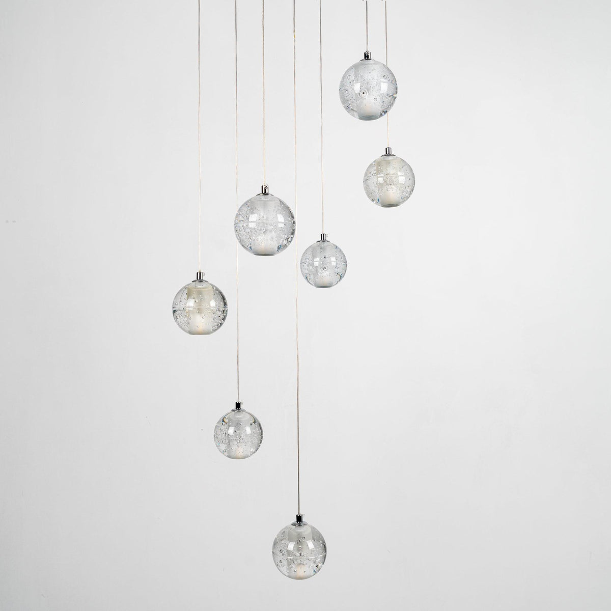 Sparkling Glass Globe Multi-Light Chandelier with Adjustable Hanging Drop & Chrome Frame for Dining Room, Entryway, Stairwell | Lonoma