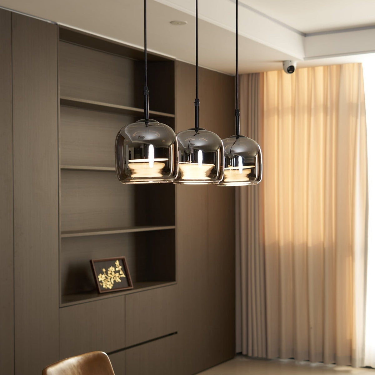 Smoky Gray Glass Pendant Light Single Bulb Adjustable Modern Hanging Fixture for Kitchen Island Dining Room Entryway Bedroom | Lonoma