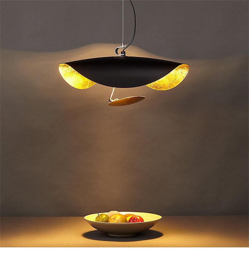 Metal Pendant Light Gold Foil Finish Twisted Sculptural Design Warm LED Indoor Lighting Adjustable Cord Dining Living Room Kitchen Island | Lonoma