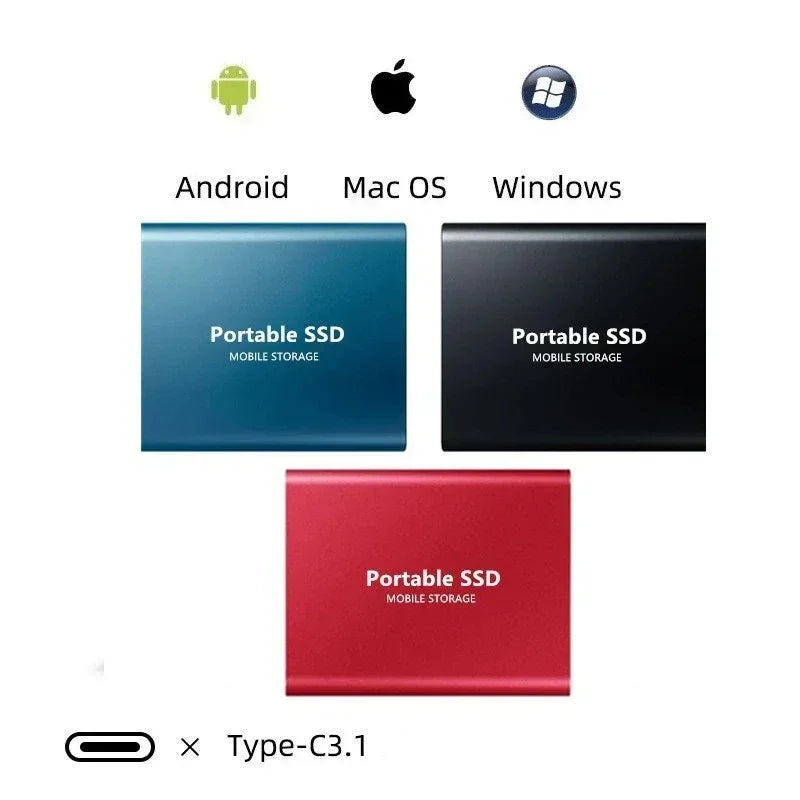 2TB Portable Solid State Drive USB-C External Storage for Laptops Computers High-Speed Data Backup Photography Students | Lonoma