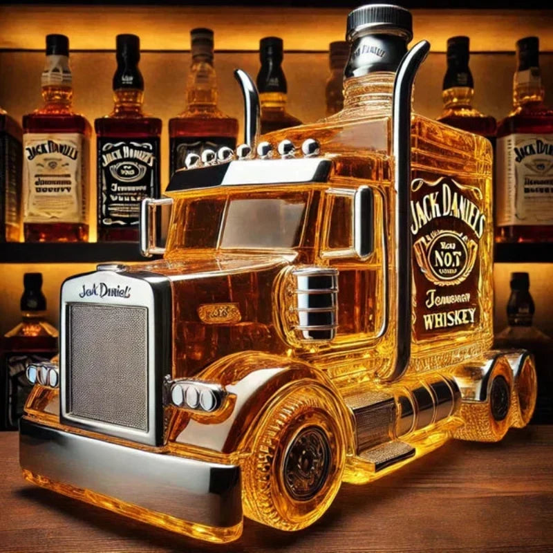 Semi-Truck Glass Spirit Bottle Holder – Decorative Barware Display for Bourbon & Liquor – Novelty Drinkware Gift for Men | Lonoma