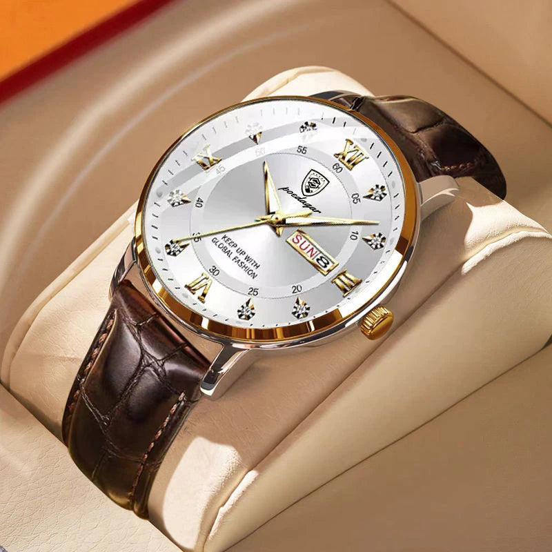 Stainless Steel Men's Watch with Luminous Dial and Water Resistance | Everyday Timepiece for Work Office Casual Outdoor | Quartz Movement | Lonoma
