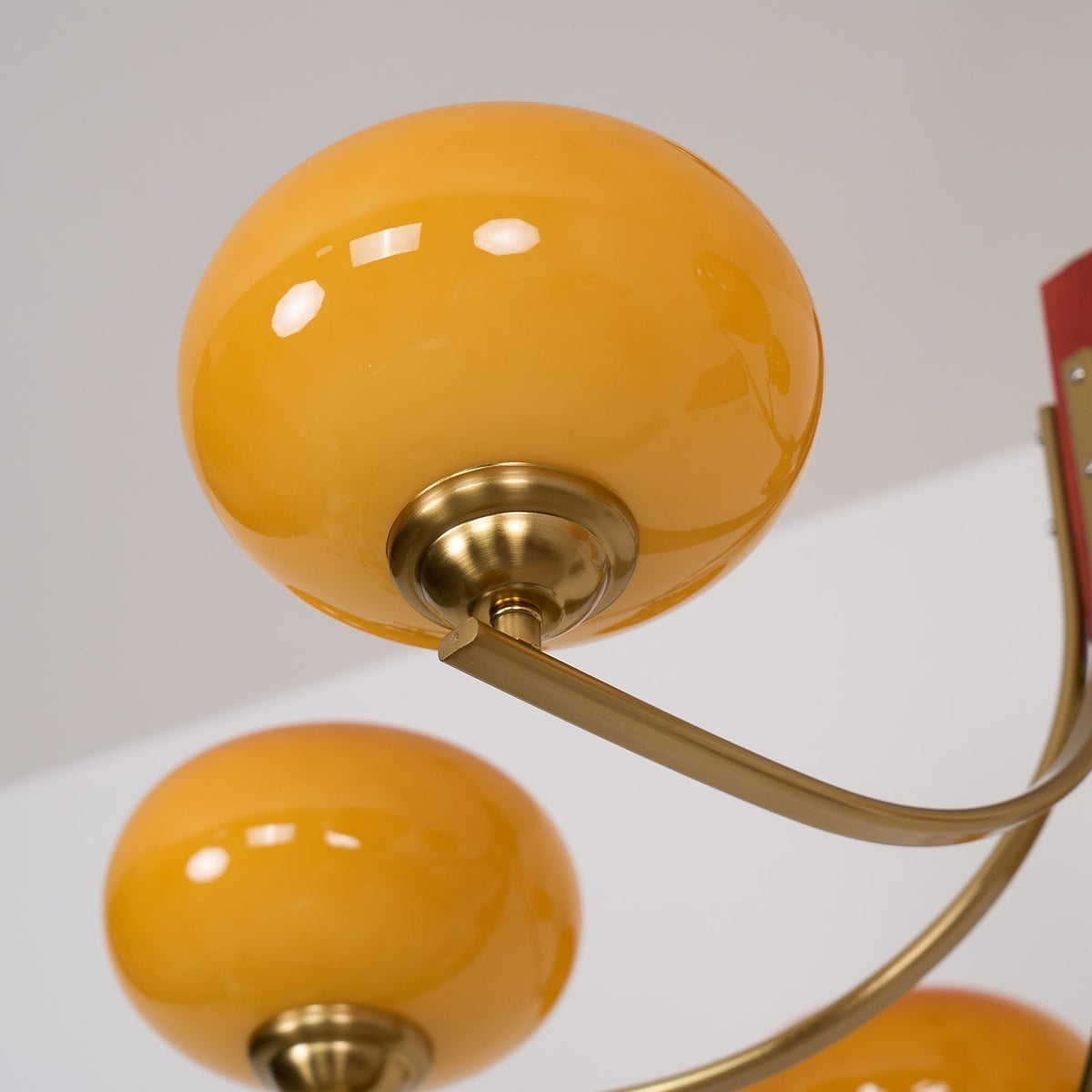 Multi-Globe Pendant Chandelier with Amber Glass Shades and Wood Accents for Dining Room | Lonoma