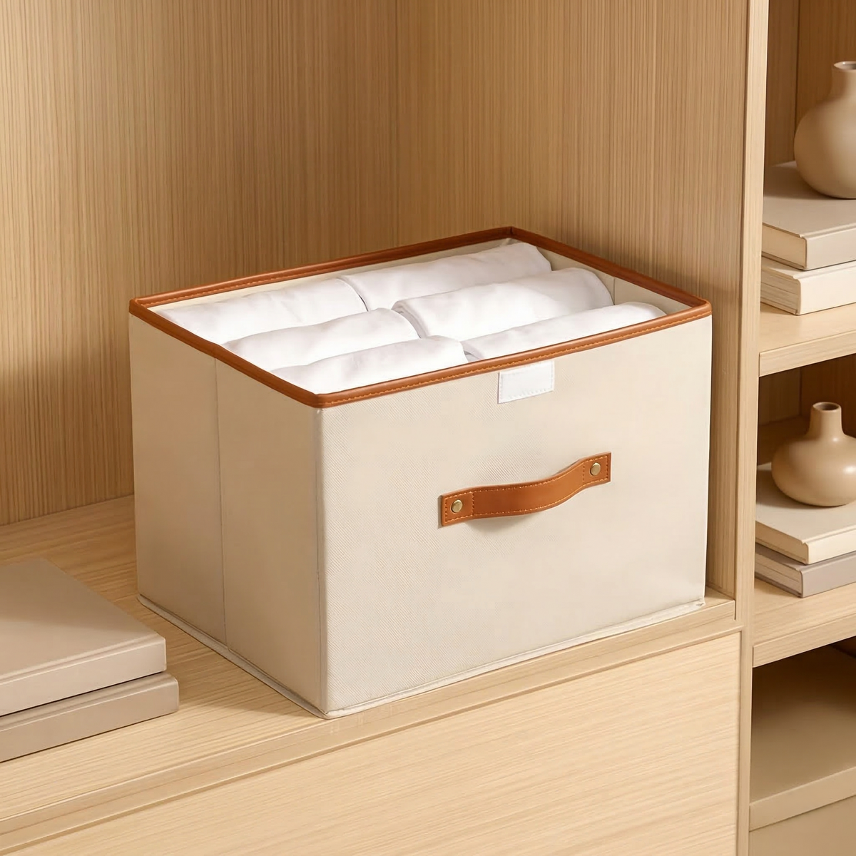 Collapsible Storage Bin with Lid and Handles for Closet Organization – Oxford Cloth Foldable Clothes Container, Stackable Design M-2XL | Lonoma