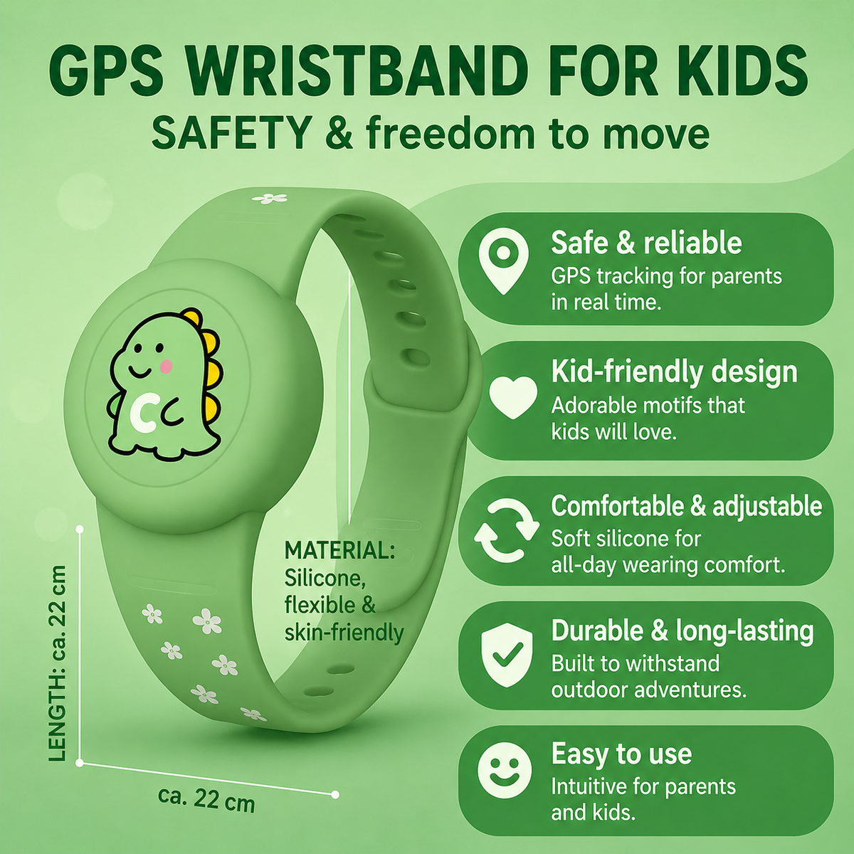 Kids Tracker Holder Wristband, Adjustable Silicone Bracelet for Bluetooth Item Tracker, Child Safety Band for School, Park & Travel | Lonoma