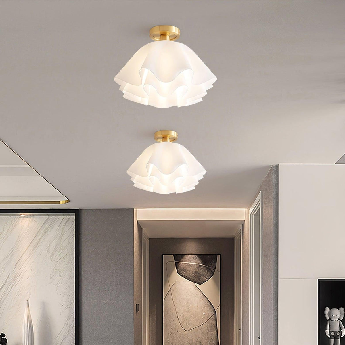 Flower-Shaped Ceiling Light Fixture Modern Sculptural Flush Mount E26 Base Indoor Metal Acrylic Shade for Bedroom Hallway Entryway | Lonoma