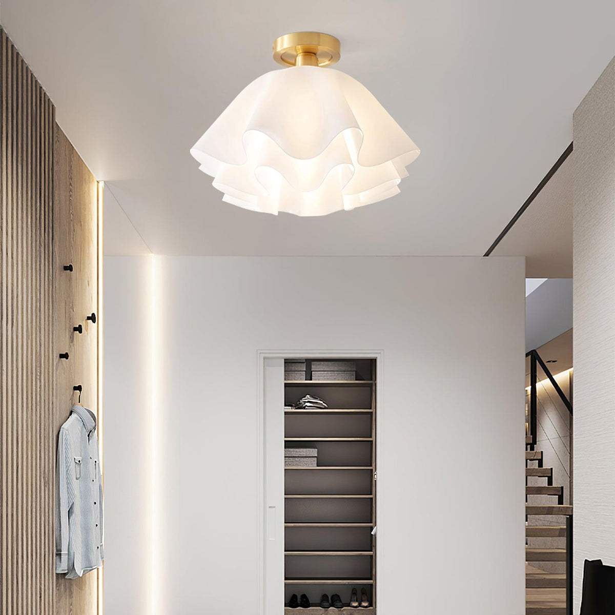 Flower-Shaped Ceiling Light Fixture Modern Sculptural Flush Mount E26 Base Indoor Metal Acrylic Shade for Bedroom Hallway Entryway | Lonoma