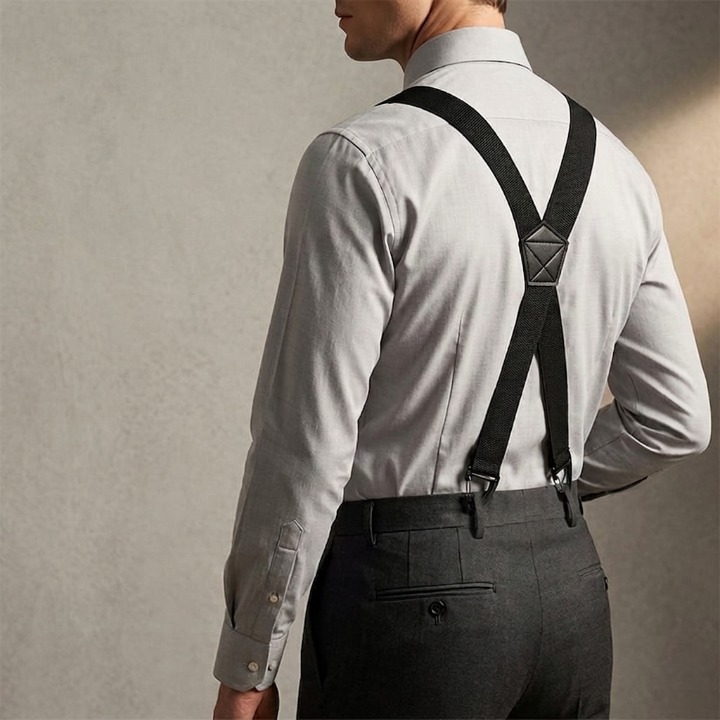 Men's Adjustable Suspenders with Metal Clips, 1.5 in Wide, Y-Back or X-Back Pants Holders for Work, Office and Formal Wear | Lonoma
