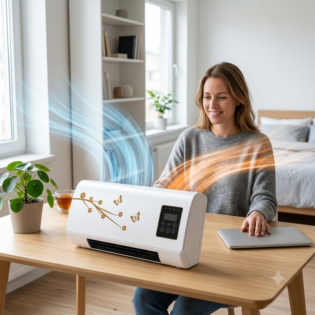 Portable 2-in-1 Space Heater & Cooler for Home Office, Bedroom, Loft — Compact Dual-Climate Unit, Plug-and-Play, Quiet Operation | Lonoma