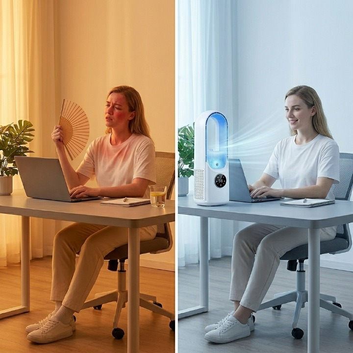 Portable Bladeless Air Cooler Evaporative Cordless Touch Control Desktop Fan for Home Office Bedroom | Lonoma