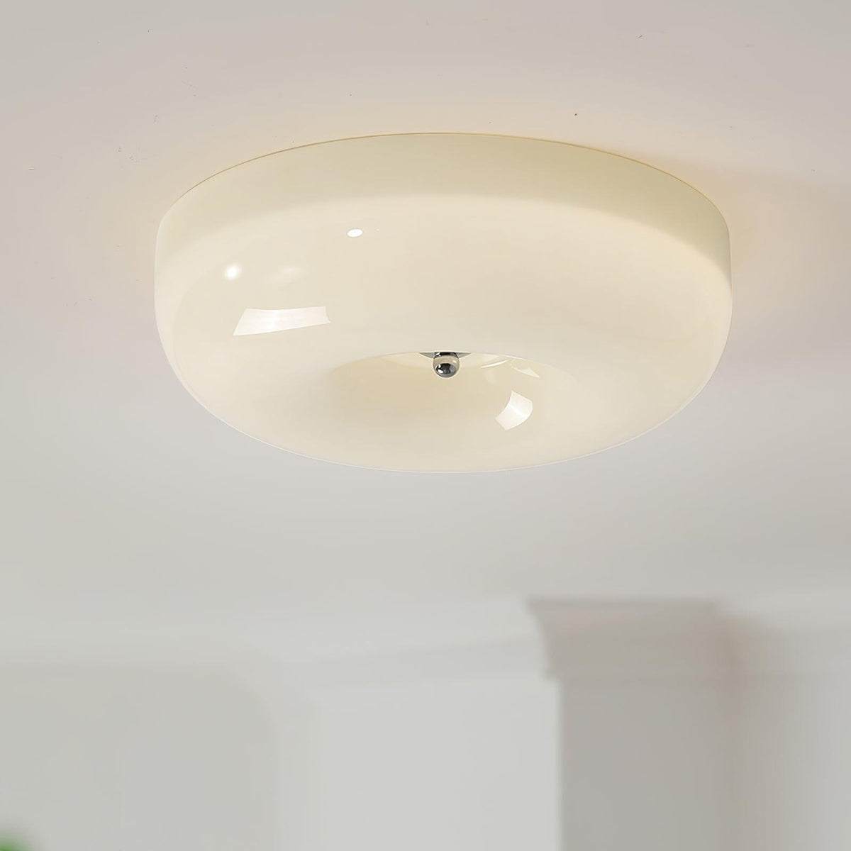 Glass Button Ceiling Light Fixture, Round Flush Mount LED Lamp for Bedroom, Kitchen, Hallway, Integrated Modern Overhead Lighting | Lonoma