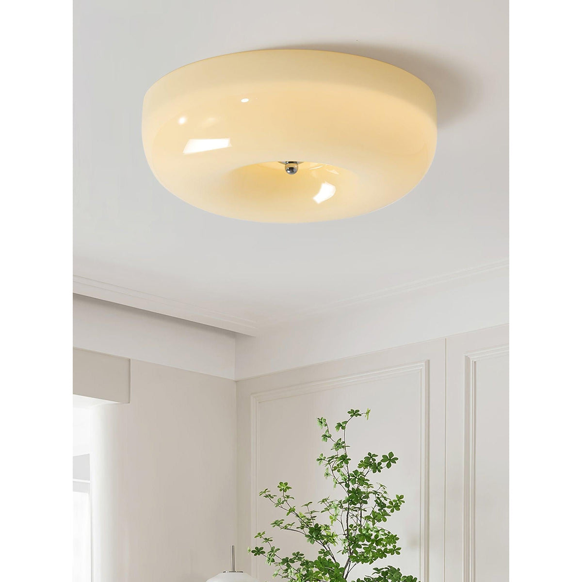 Glass Button Ceiling Light Fixture, Round Flush Mount LED Lamp for Bedroom, Kitchen, Hallway, Integrated Modern Overhead Lighting | Lonoma