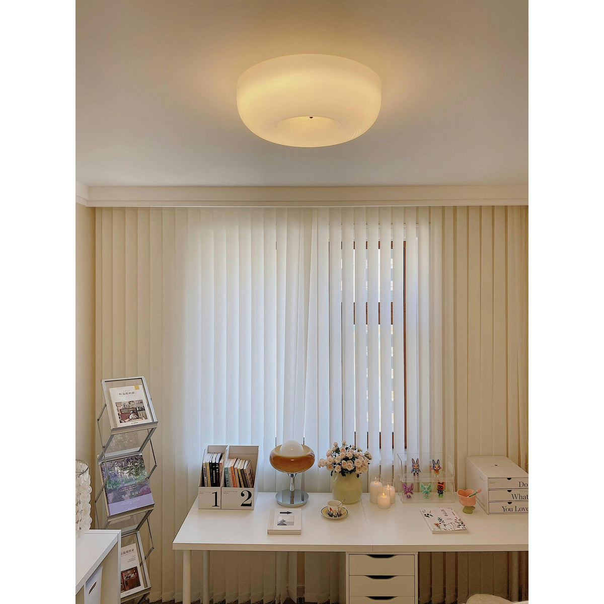 Glass Button Ceiling Light Fixture, Round Flush Mount LED Lamp for Bedroom, Kitchen, Hallway, Integrated Modern Overhead Lighting | Lonoma