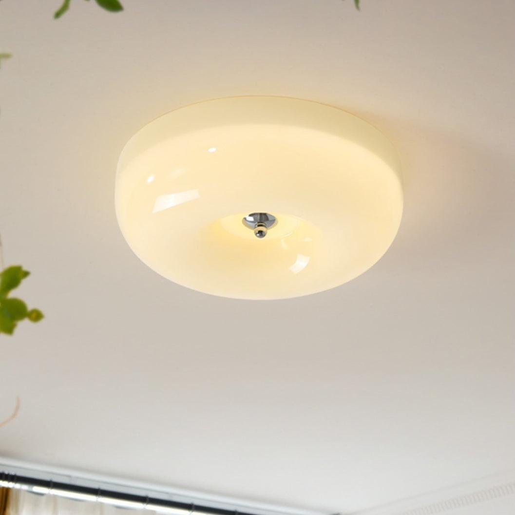 Glass Button Ceiling Light Fixture, Round Flush Mount LED Lamp for Bedroom, Kitchen, Hallway, Integrated Modern Overhead Lighting | Lonoma