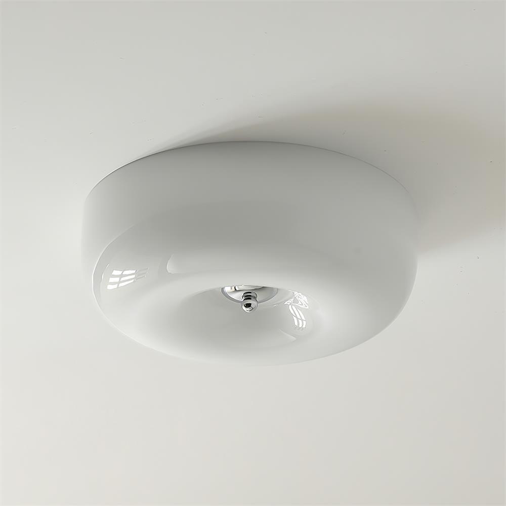 Glass Button Ceiling Light Fixture, Round Flush Mount LED Lamp for Bedroom, Kitchen, Hallway, Integrated Modern Overhead Lighting | Lonoma