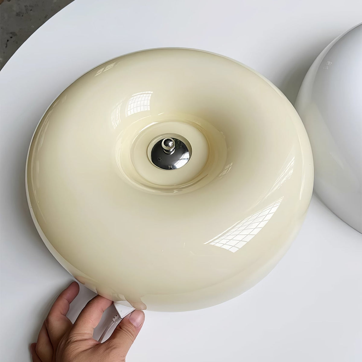 Glass Button Ceiling Light Fixture, Round Flush Mount LED Lamp for Bedroom, Kitchen, Hallway, Integrated Modern Overhead Lighting | Lonoma