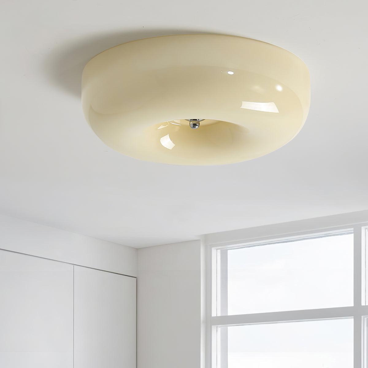 Glass Button Ceiling Light Fixture, Round Flush Mount LED Lamp for Bedroom, Kitchen, Hallway, Integrated Modern Overhead Lighting | Lonoma