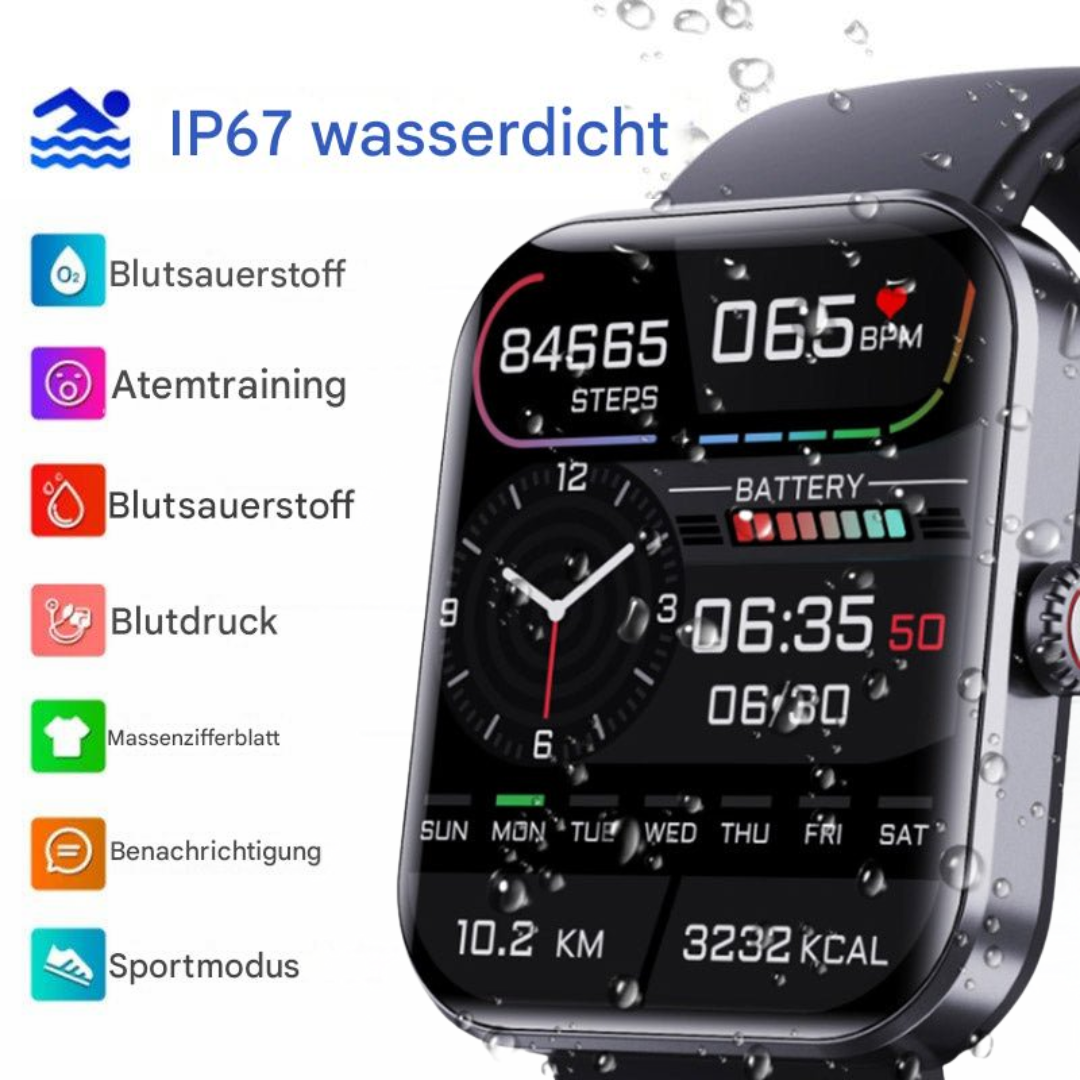 Wellness Tracker Smartwatch with Heart Rate Monitor, Blood Pressure & Sleep Tracking for Fitness Health Management | Lonoma