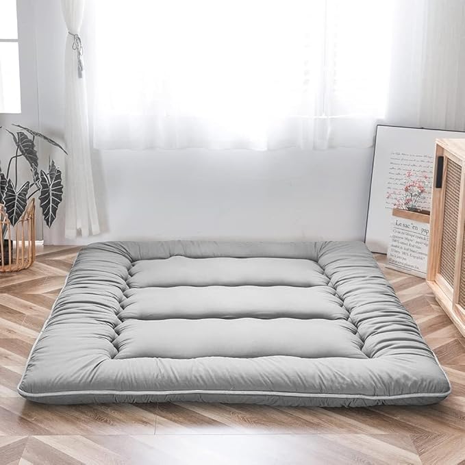 Foldable Floor Mattress 4 Inch Thick Japanese Futon Sleep Pad Guest Bed for Adults Kids Meditation Yoga Mat | Lonoma